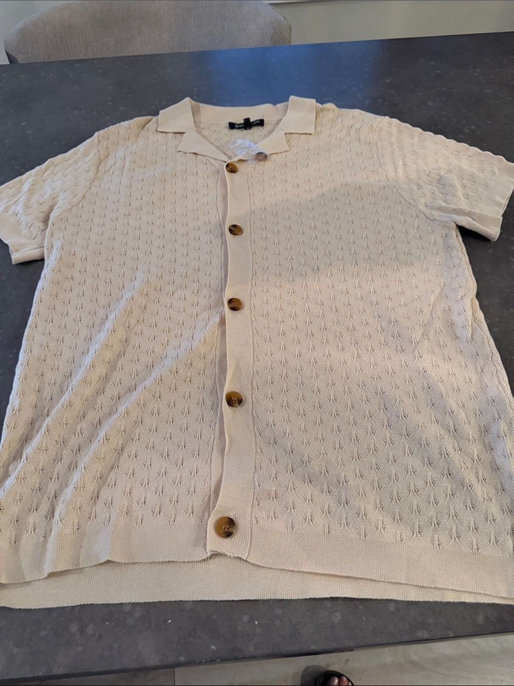Winward Cream Short-Sleeve Button Cardigan with Contrast Buttons BNWT